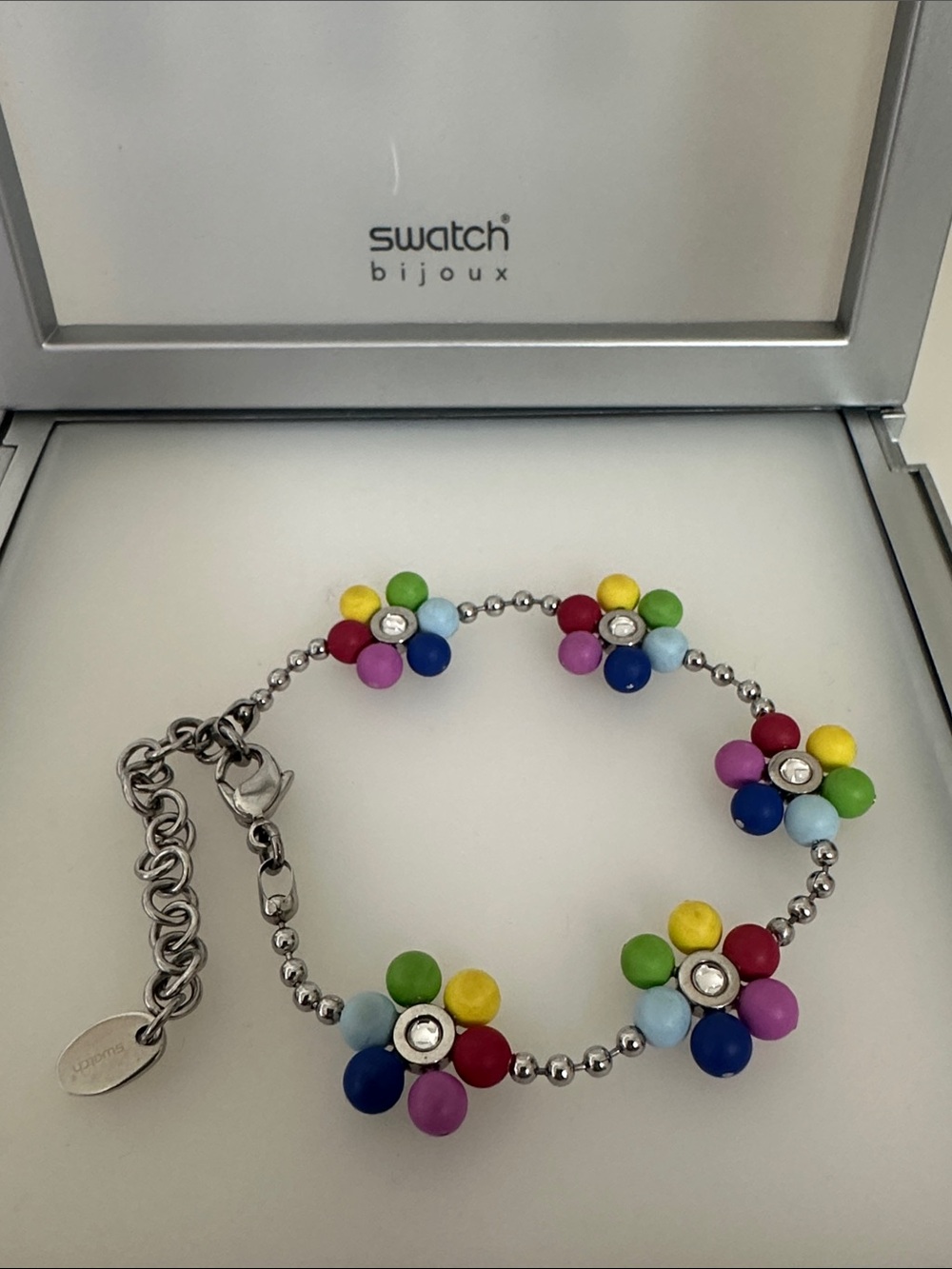 Swatch Bijoux “Taloo” Flower Bracelet - Stainless Steel- Collectible Vintage 🌸